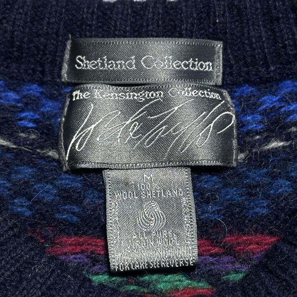 Vintage Lord & Taylor Mens Medium Sweater Fair Isle Shetland Wool Kensington‎ - Picture 3 of 10